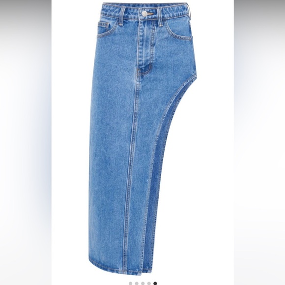 PRETTY LITTLE THING denim slit skirt size UK10 - Picture 5 of 8